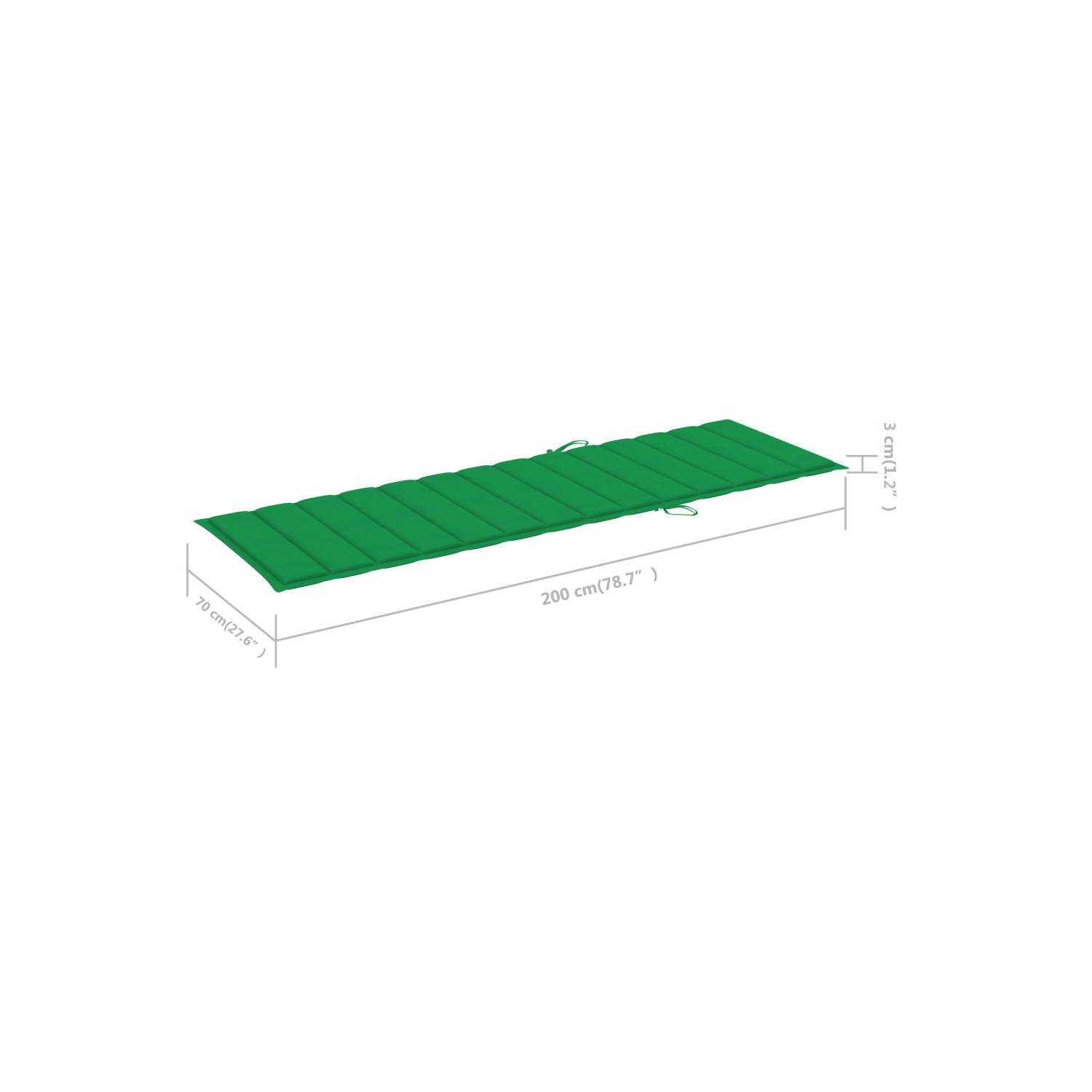 Coussin de chaise longue VidaXL, vert, 78.7 x 27,6 x 1,2 po