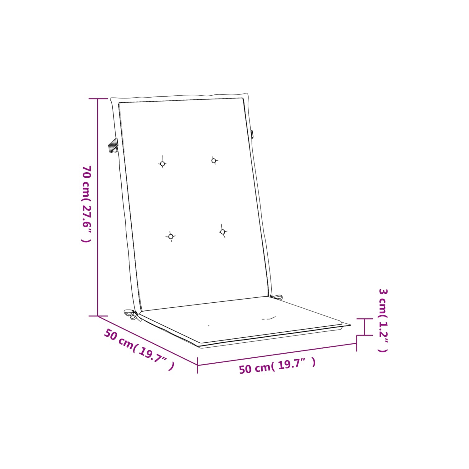 vidaXL Garden Chair Cushions 4 pcs Black 47.2"x19.7"x1.2"