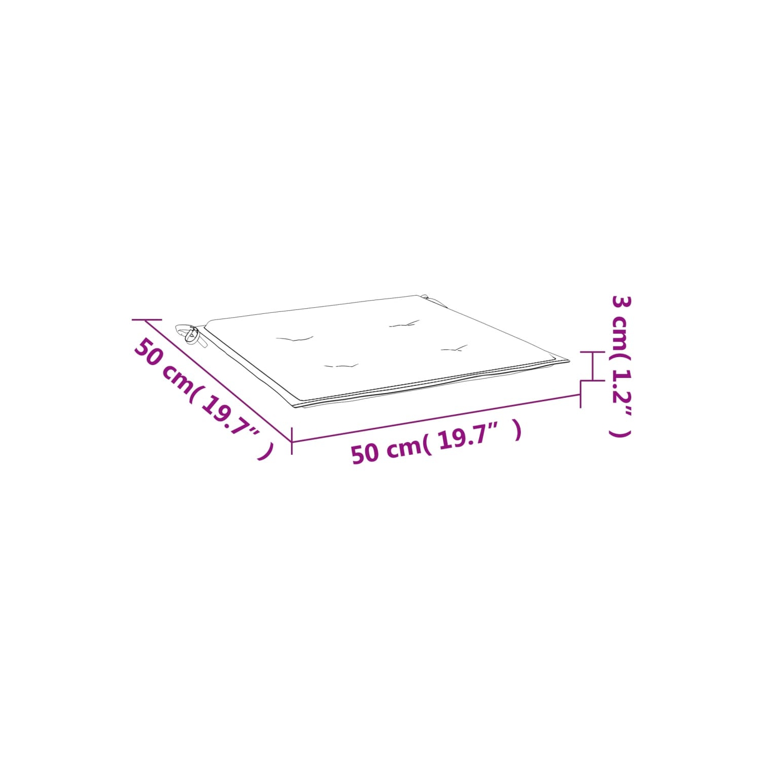 vidaXL Garden Chair Cushions 6 pcs Red 19.7"x19.7"x1.2" Fabric