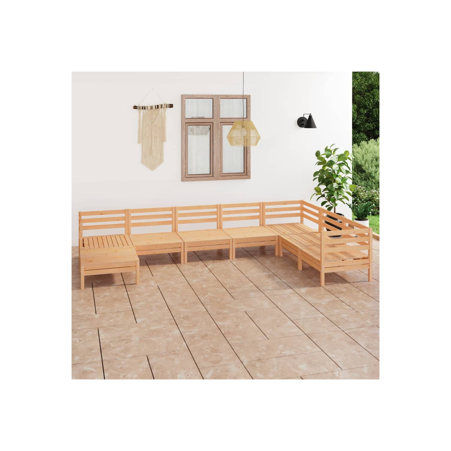 vidaXL 8 Piece Patio Lounge Set Solid Pinewood
