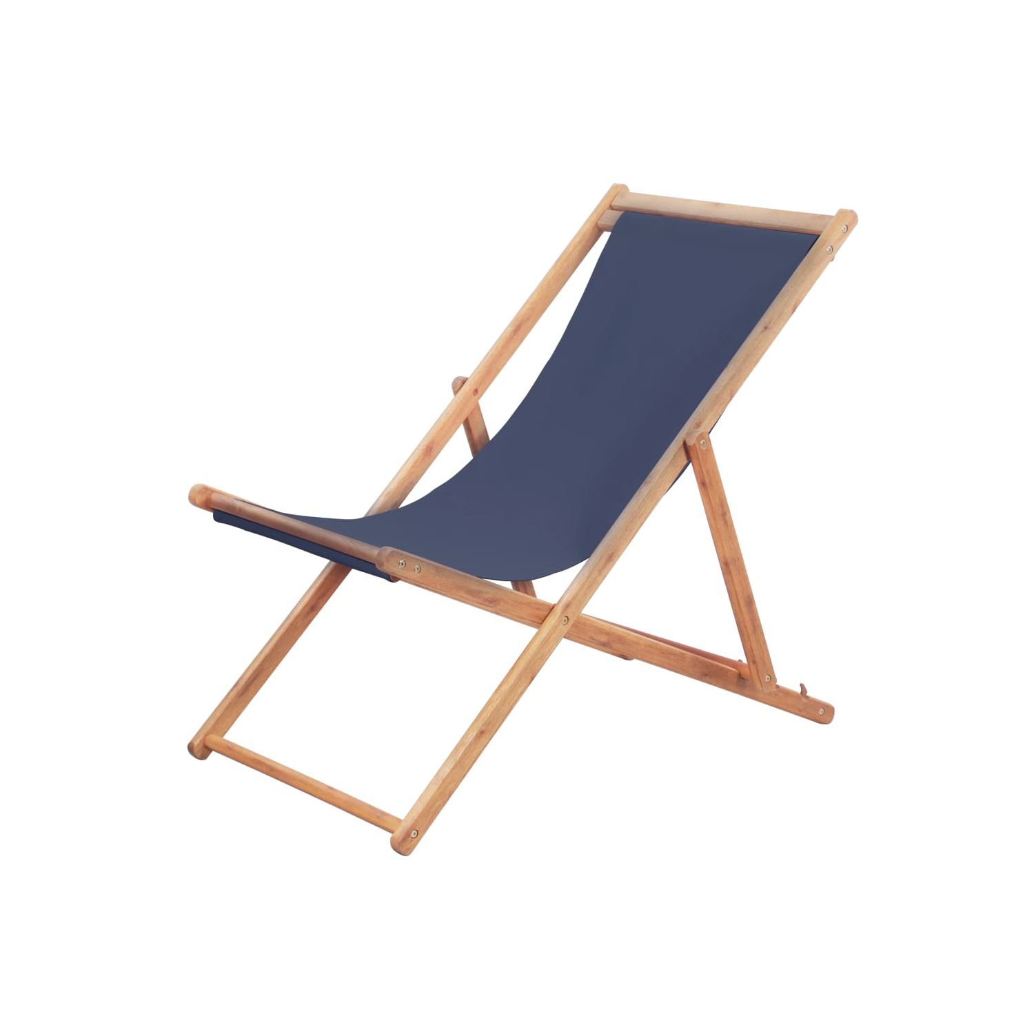 Chaise de plage pliable en tissu et cadre en bois bleu VidaXL