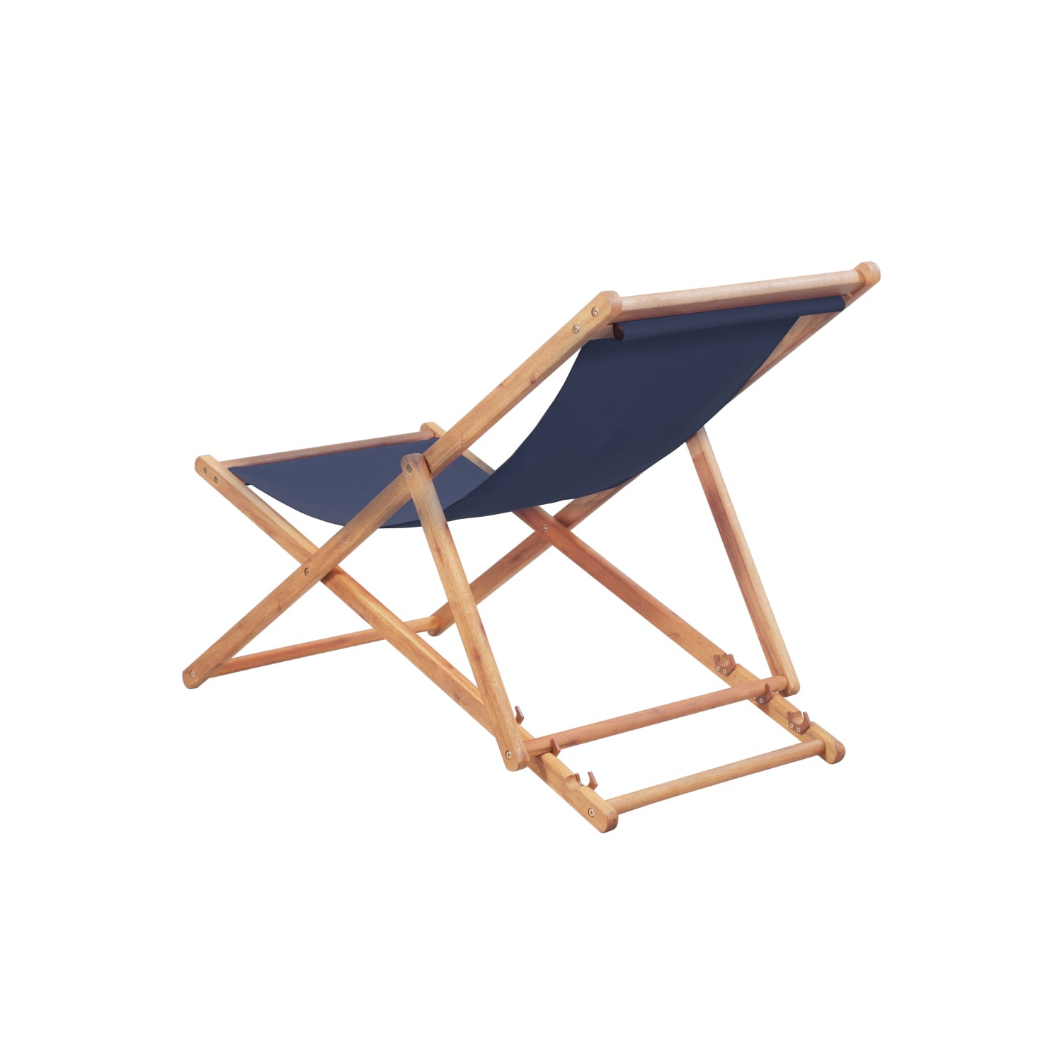 Chaise de plage pliable en tissu et cadre en bois bleu VidaXL