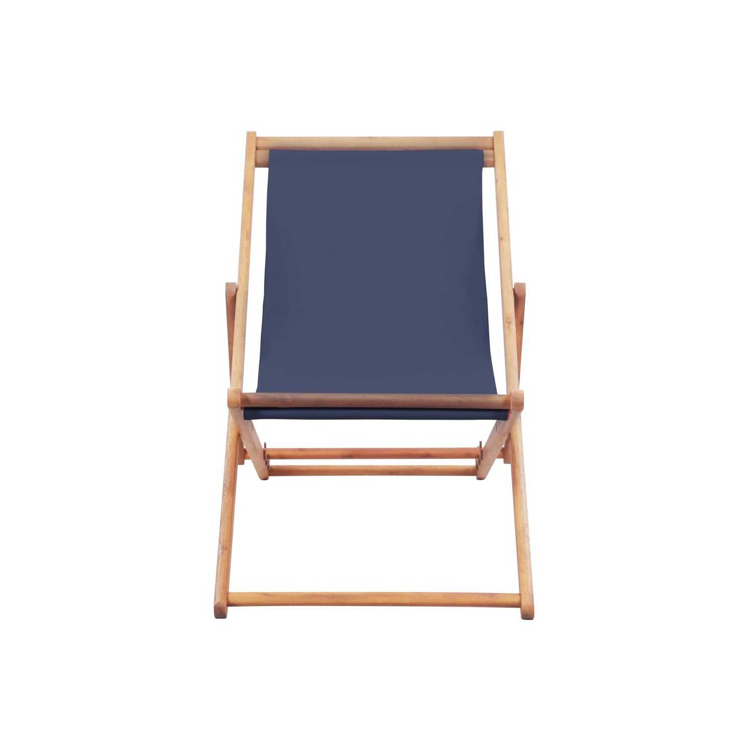 Chaise de plage pliable en tissu et cadre en bois bleu VidaXL