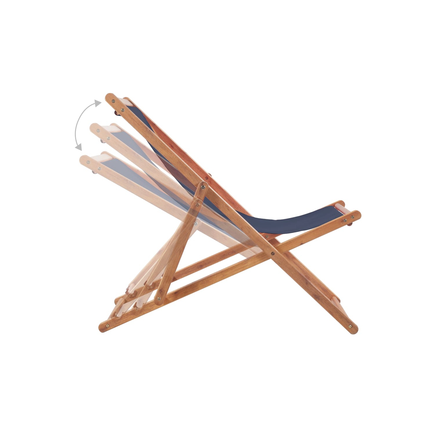 Chaise de plage pliable en tissu et cadre en bois bleu VidaXL