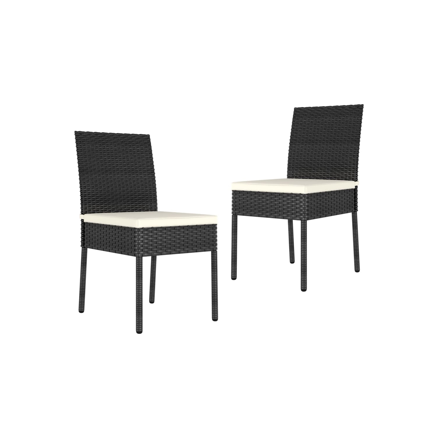 vidaXL Patio Dining Chairs 2 pcs Poly Rattan Black