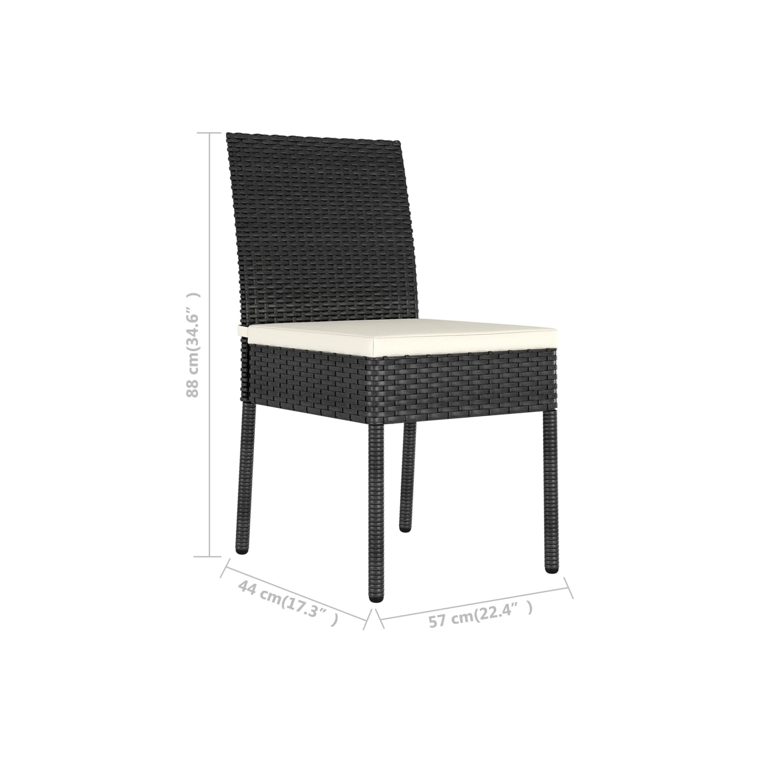 vidaXL Patio Dining Chairs 2 pcs Poly Rattan Black