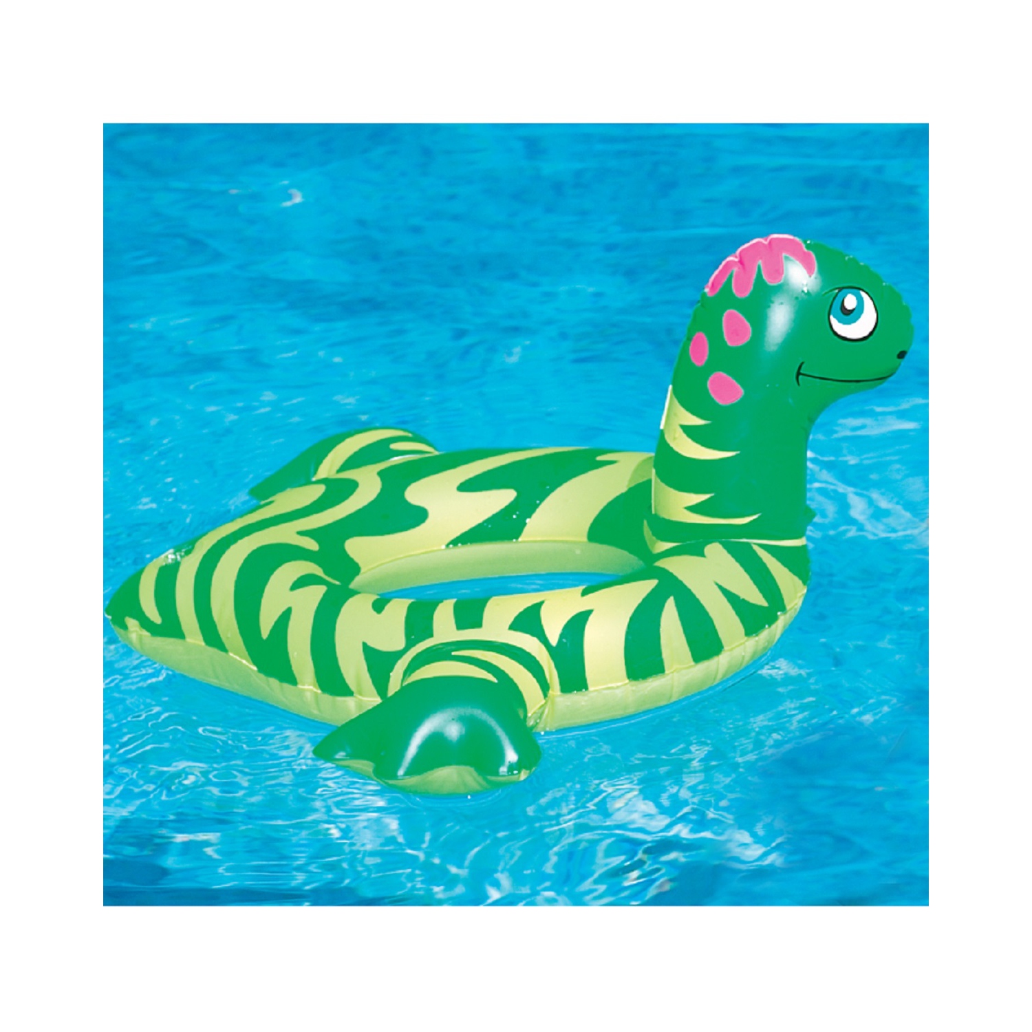 24" Inflatable Green and Yellow Dinosaur Swim Ring Tube Pool Float