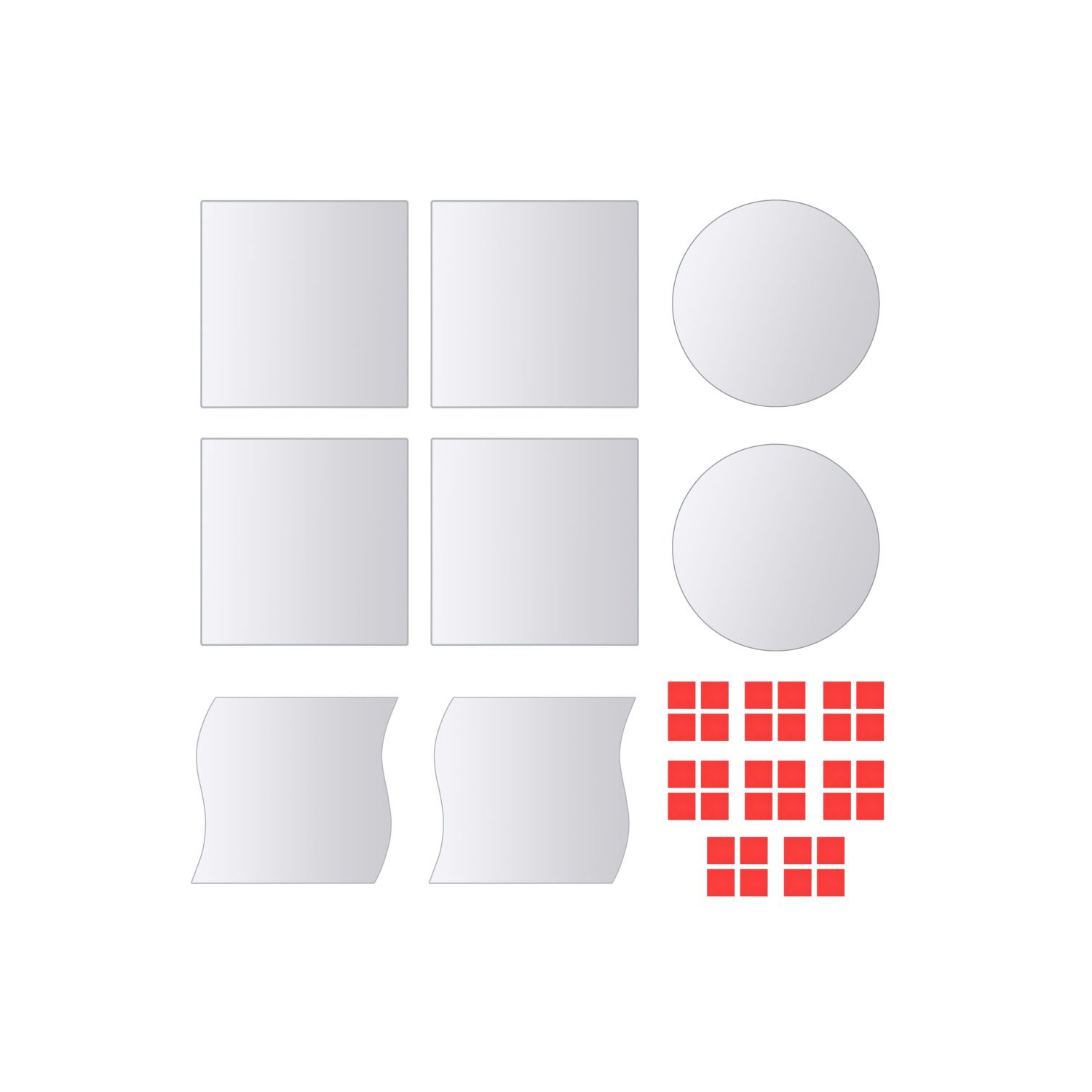 vidaXL Eight Piece Mirror Tiles Multi-Shape Glass