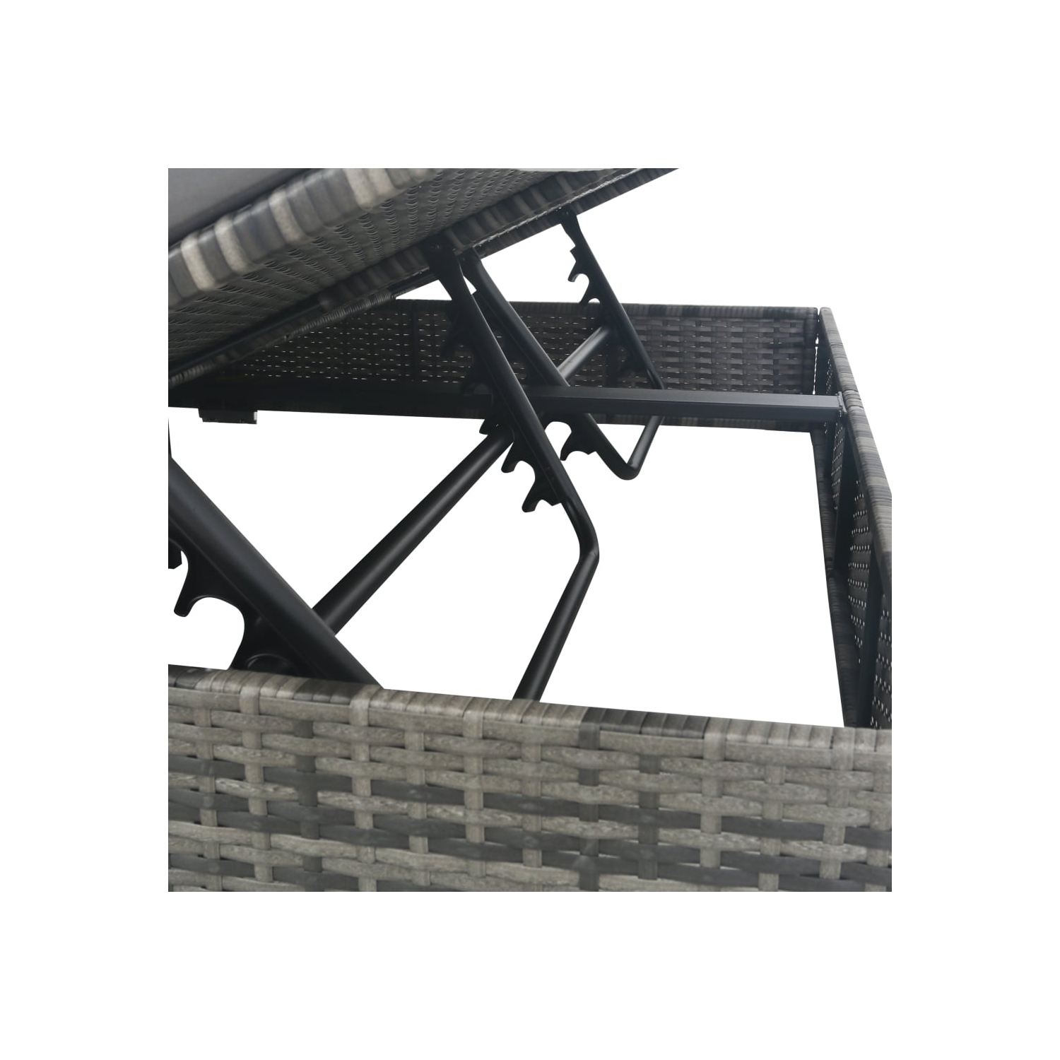 vidaXL Patio Lounge Bed with Umbrella Poly Rattan Gray