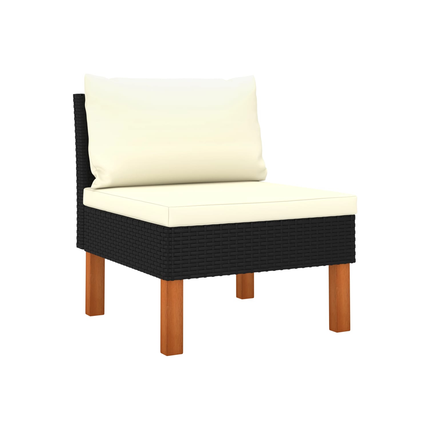 vidaXL 7 Piece Patio Lounge Set Poly Rattan and Eucalyptus Wood Black