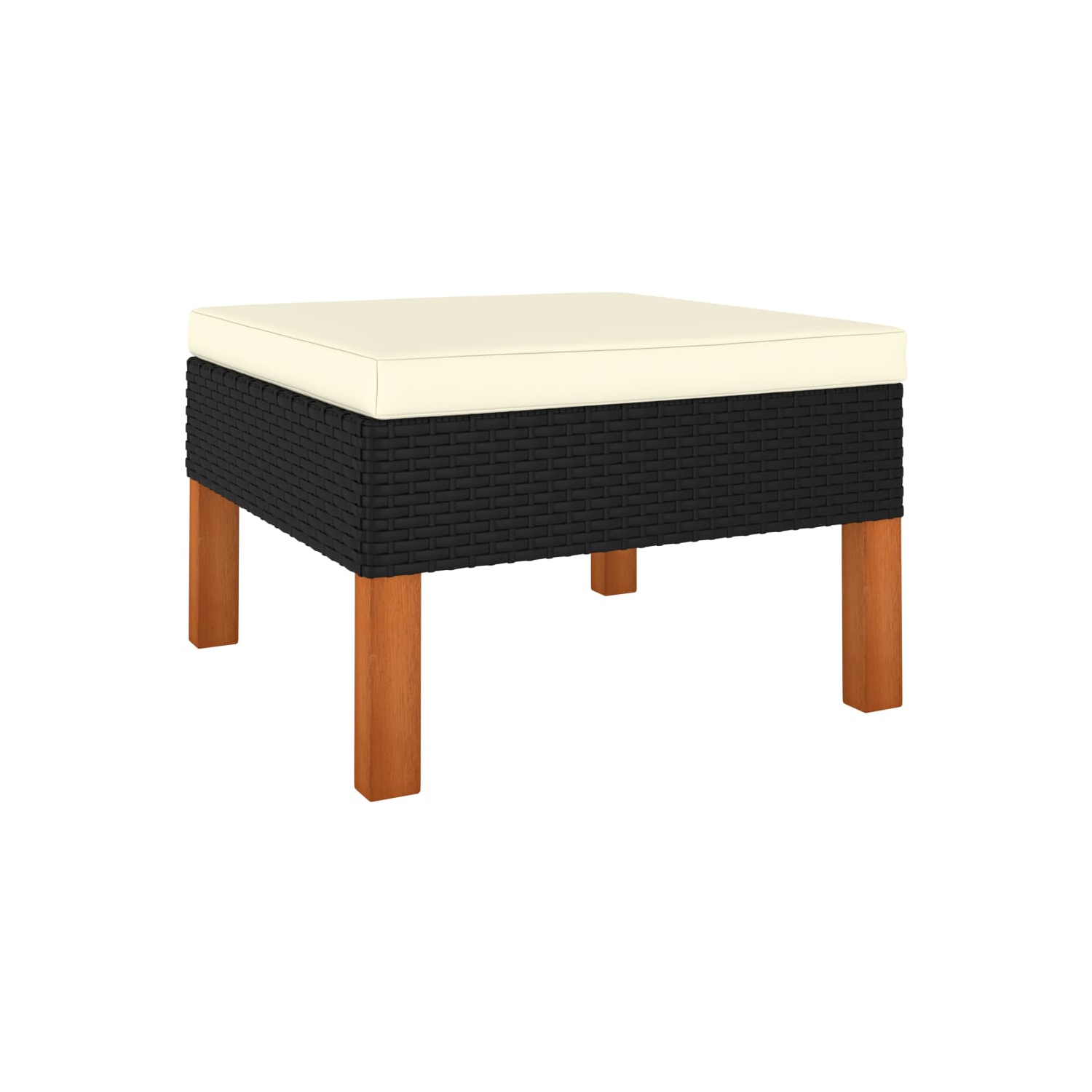 vidaXL 7 Piece Patio Lounge Set Poly Rattan and Eucalyptus Wood Black