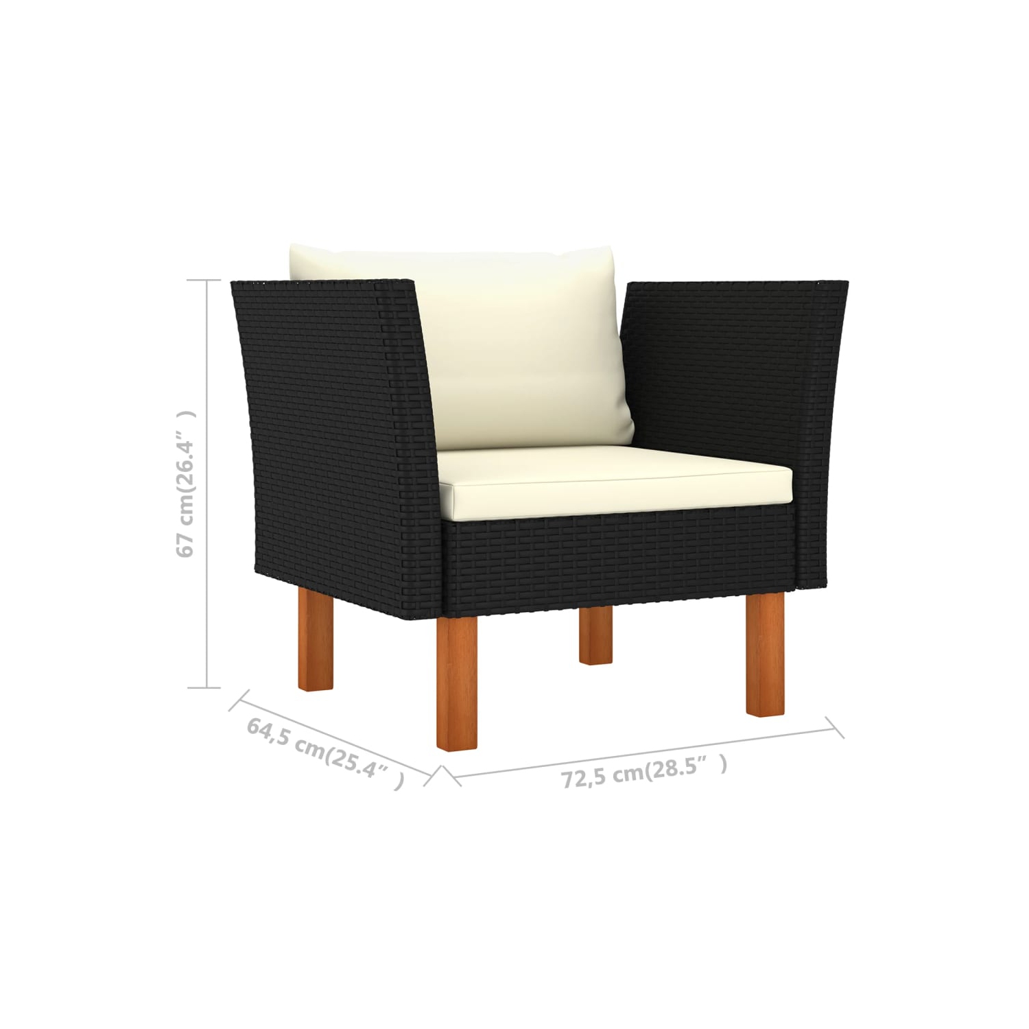 vidaXL 7 Piece Patio Lounge Set Poly Rattan and Eucalyptus Wood Black