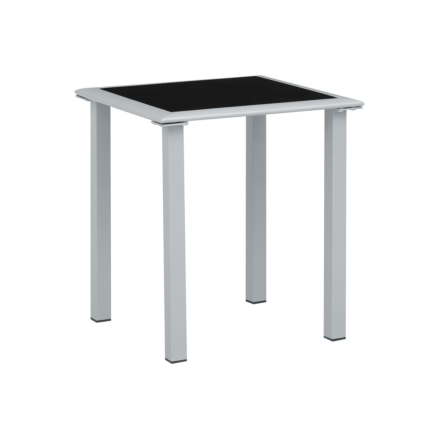 vidaXL Patio Table Black and Silver 16.1"x16.1"x17.7" Steel and Glass