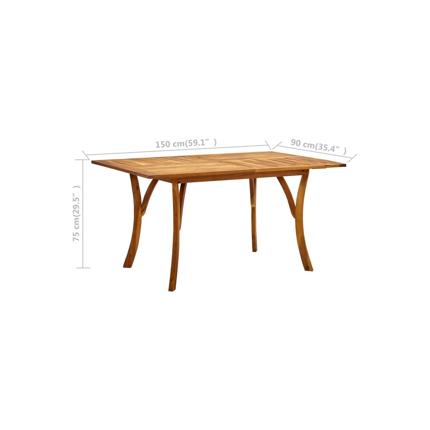 vidaXL Patio Table 59.1"x35.4"x29.5" Solid Acacia Wood