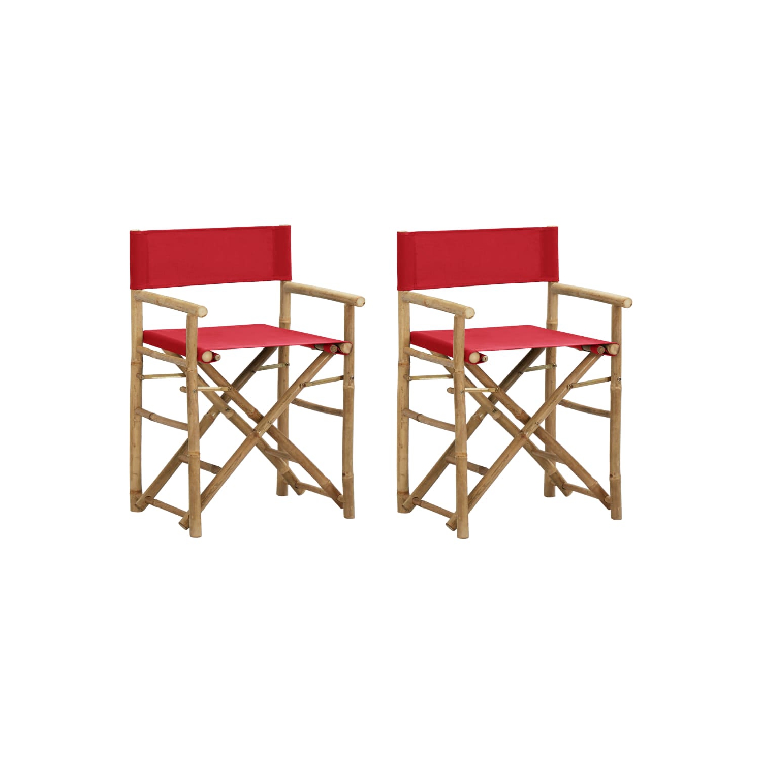 Chaises de réalisateur pliantes VidaXL 2 pièces bambou rouge et tissu