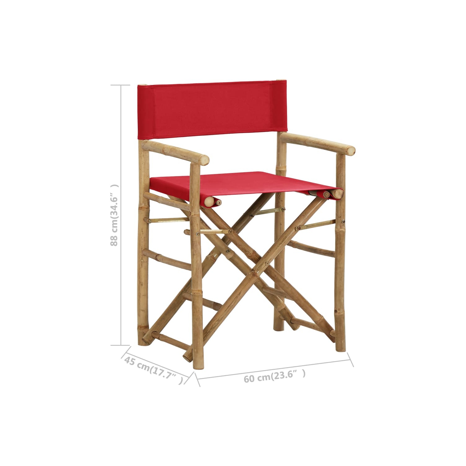 vidaXL Folding Director's Chairs 2 pcs Red Bamboo and Fabric