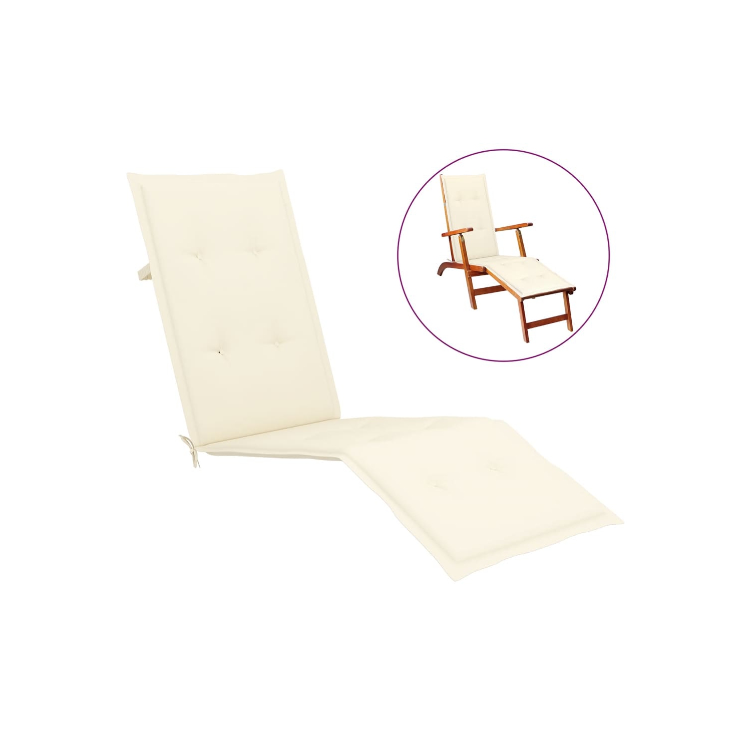 vidaXL Deck Chair Cushion Creamx19.7"x1.2"