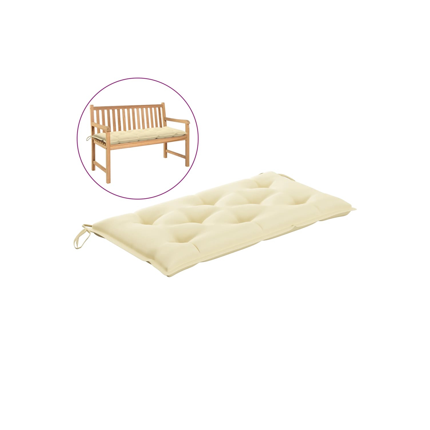 vidaXL Garden Bench Cushion Cream White 39.4x19.7"x2.8" Fabric"