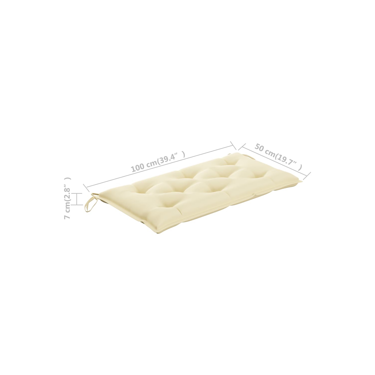 vidaXL Garden Bench Cushion Cream White 39.4x19.7"x2.8" Fabric"