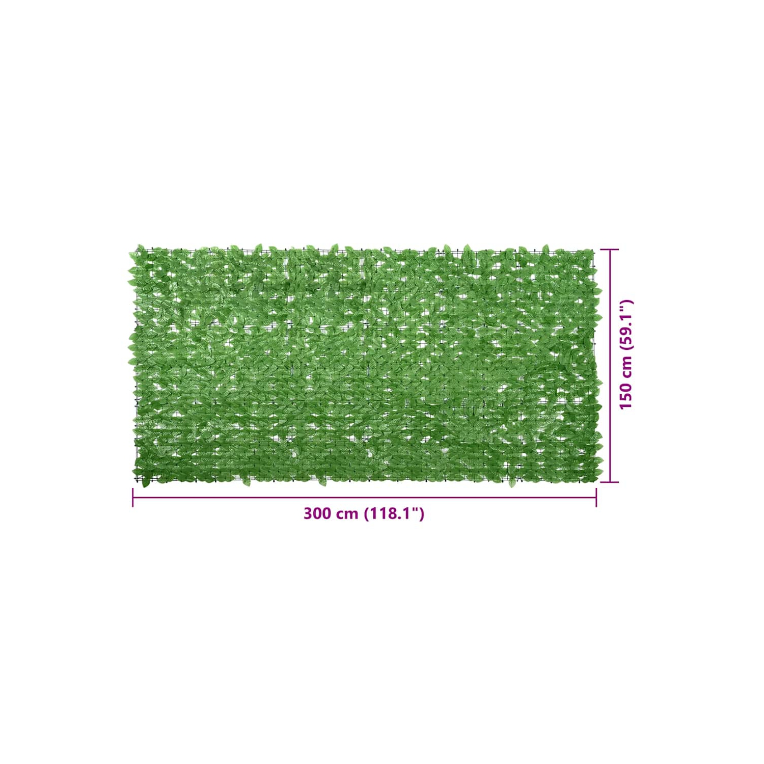 vidaXL Balcony Screen with Green Leaves 118.1"x59.1"