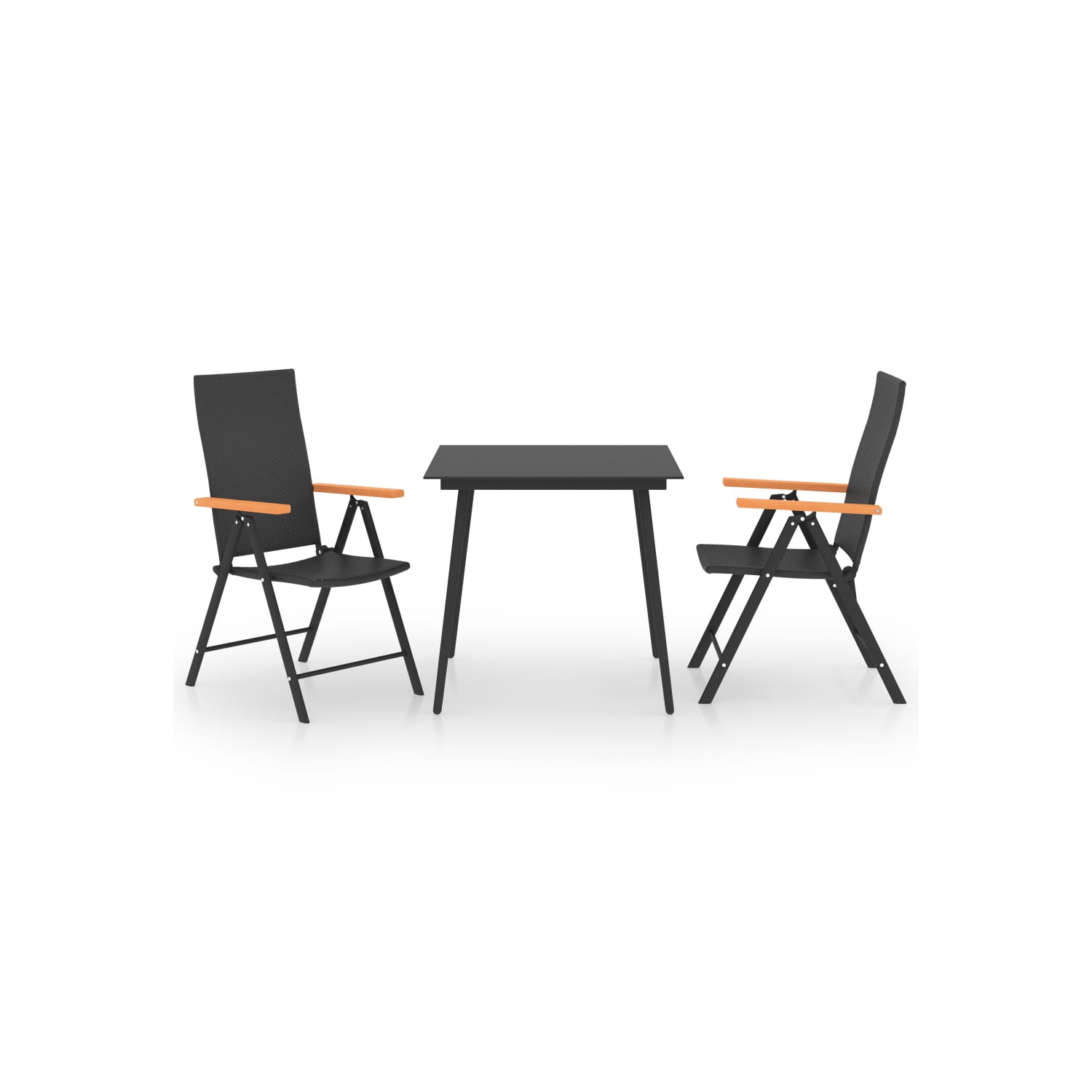 vidaXL 3 Piece Patio Dining Set Black and Brown