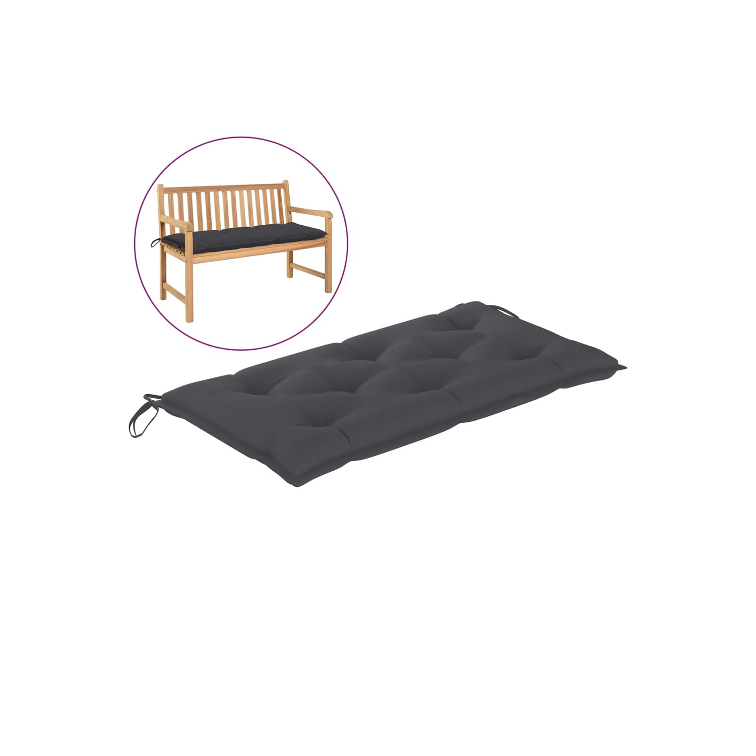 vidaXL Garden Bench Cushion Anthracite 43.3"x19.6"x2.7" Fabric