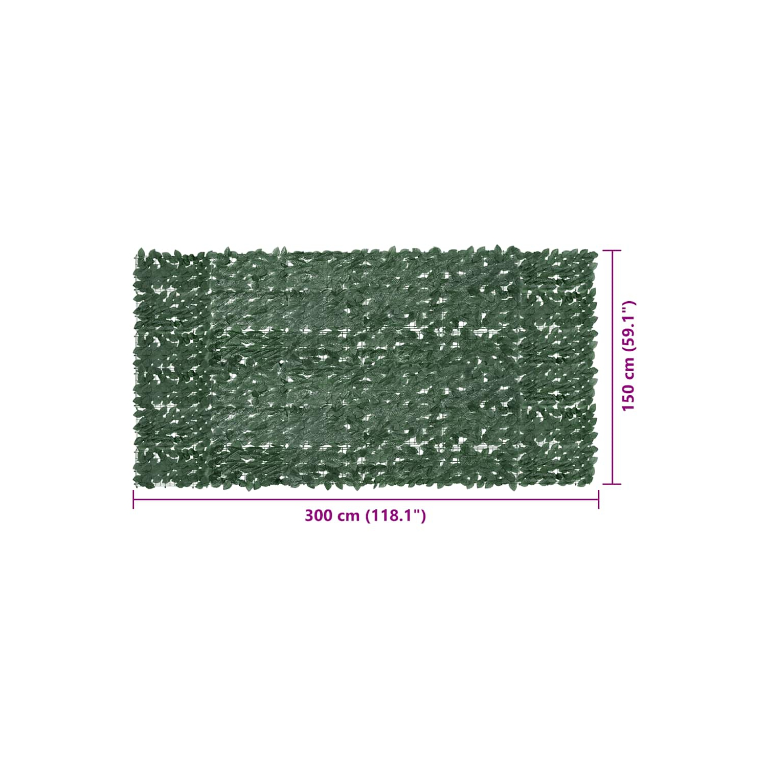 vidaXL Balcony Screen with Dark Green Leaves 118.1"x59.1"