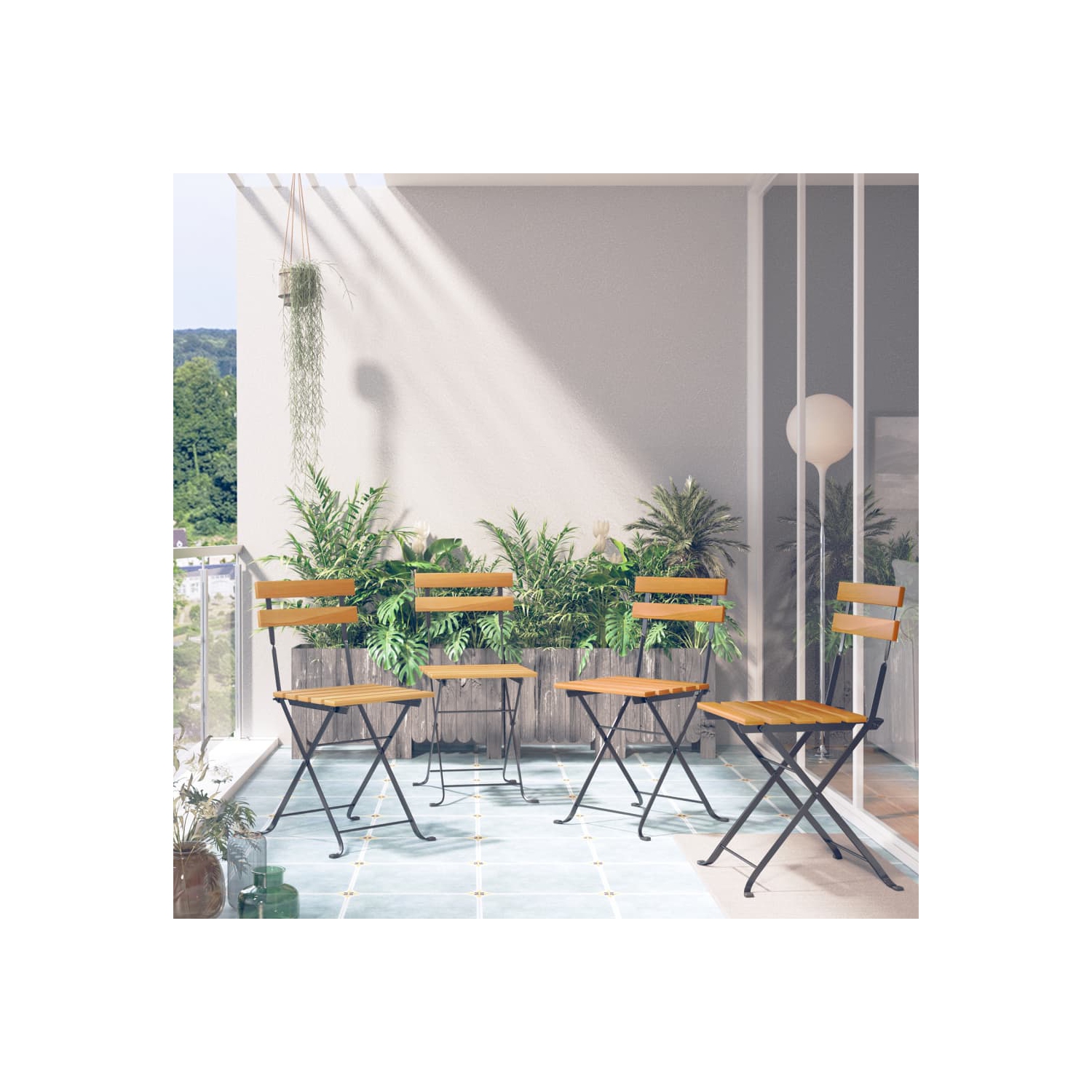 vidaXL Folding Bistro Chair 4 pcs Solid Acacia Wood