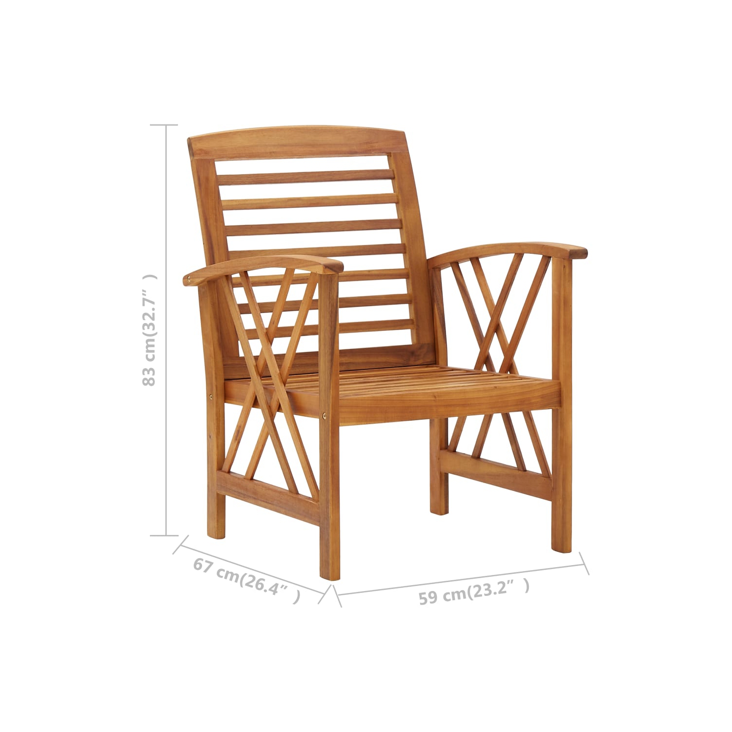 vidaXL Patio Chairs 2 pcs Solid Acacia Wood