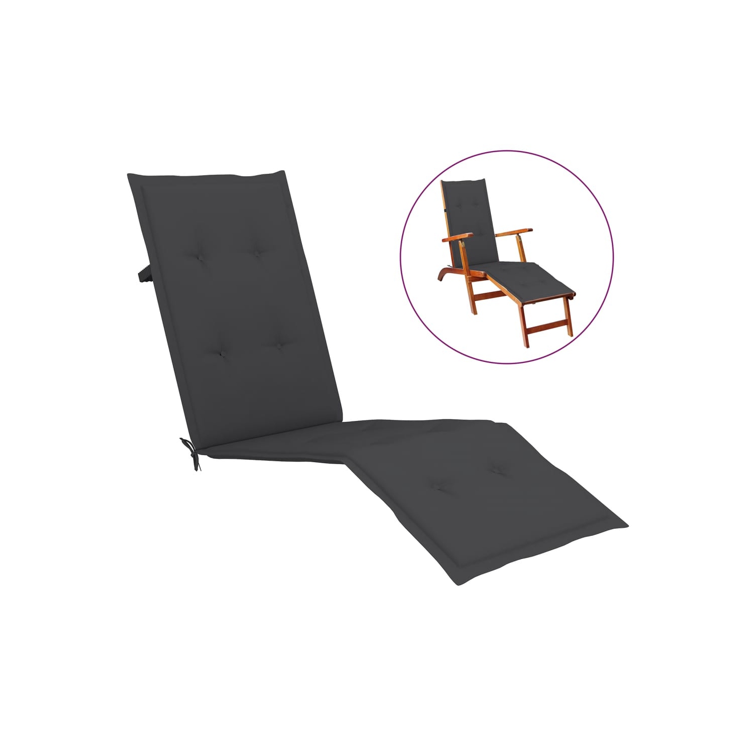 vidaXL Deck Chair Cushion Anthracitex19.7"x1.2"