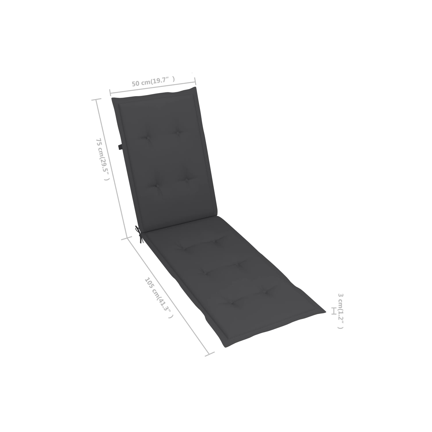 vidaXL Deck Chair Cushion Anthracitex19.7"x1.2"