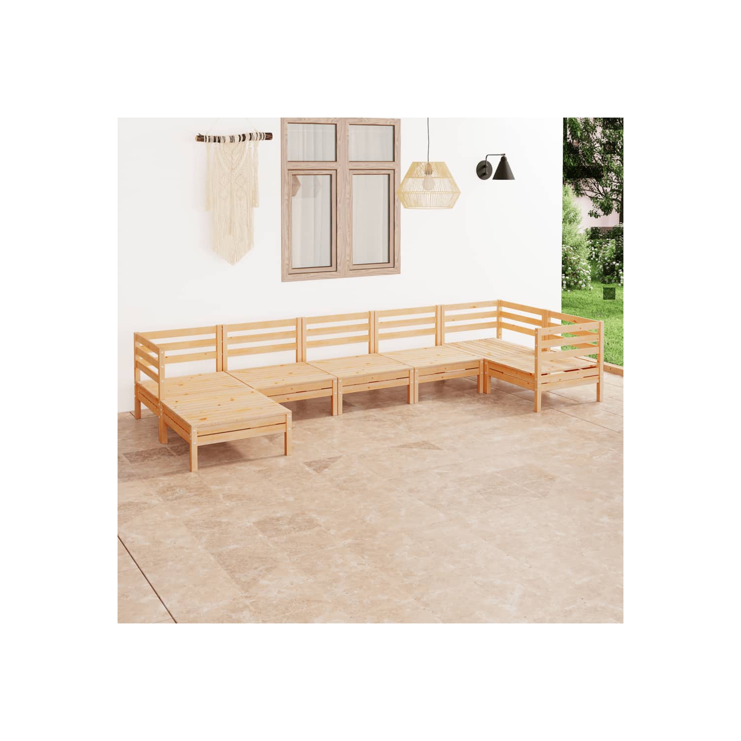Ensemble patio de 7 pièces en bois massif Pinewood vidaXL