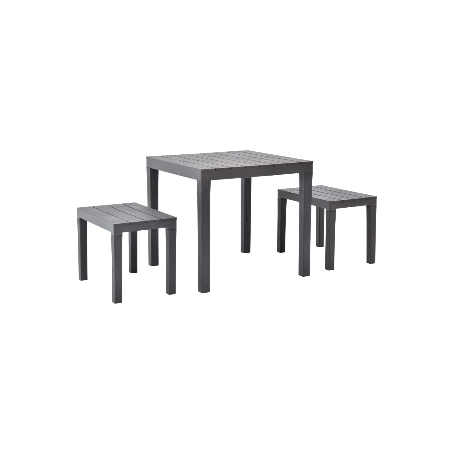 Table de jardin VidaXL avec 2 bancs en plastique brun