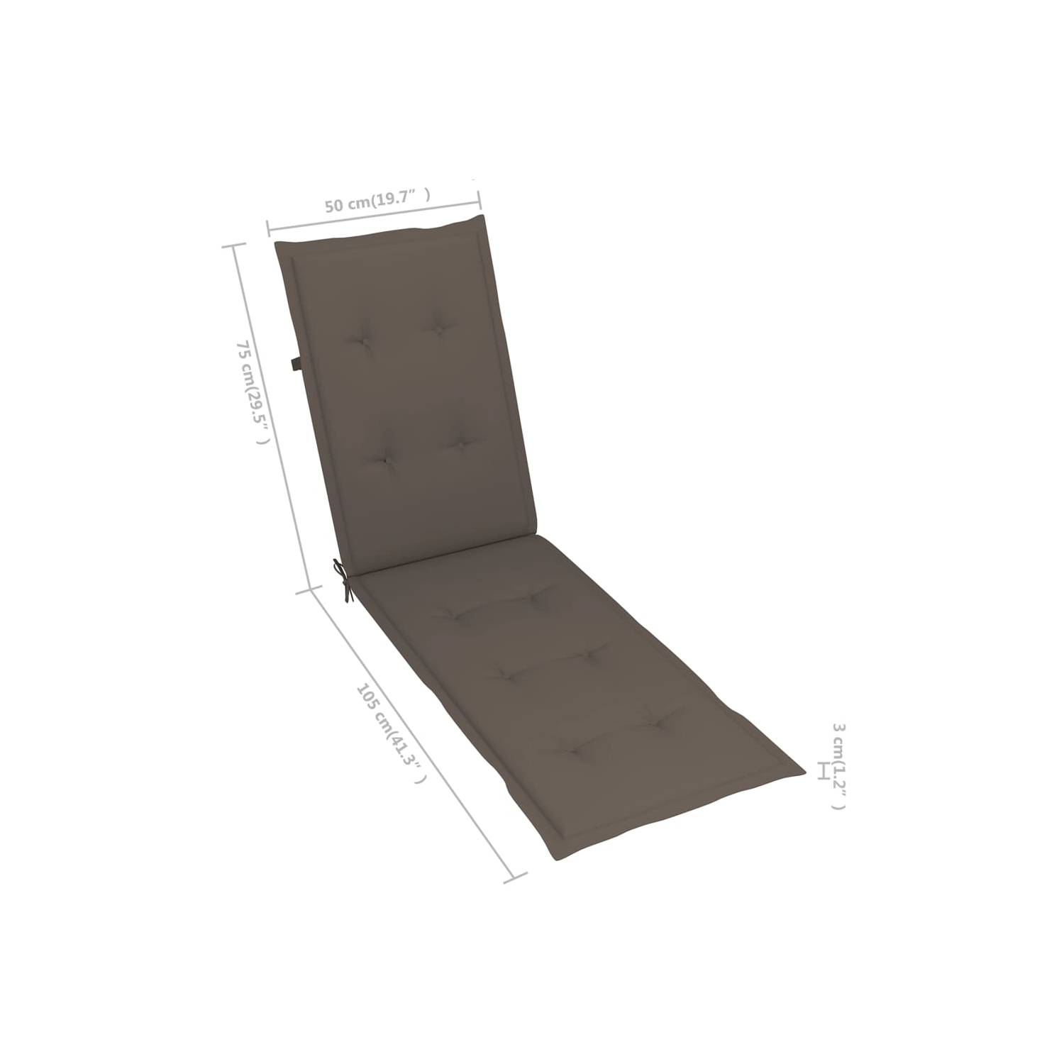 vidaXL Deck Chair Cushion Taupex19.7"x1.2"