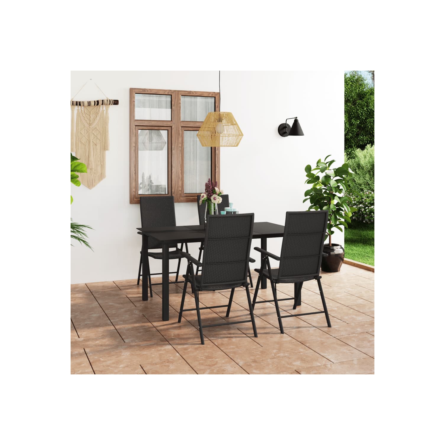 vidaXL 5 Piece Patio Dining Set Black