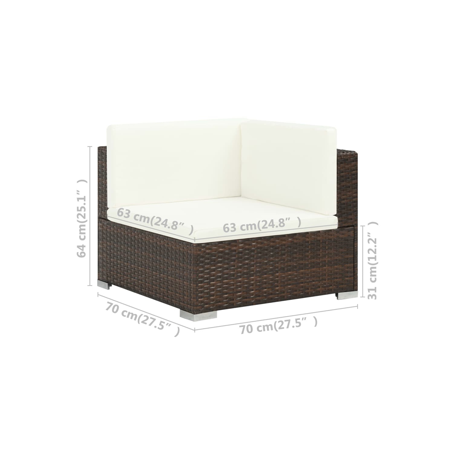 vidaXL 6 Piece Patio Lounge Set with Cushions Poly Rattan Brown