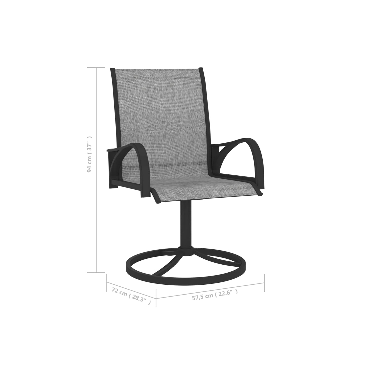 vidaXL Patio Swivel Chairs 2 pcs Textilene and Steel Gray