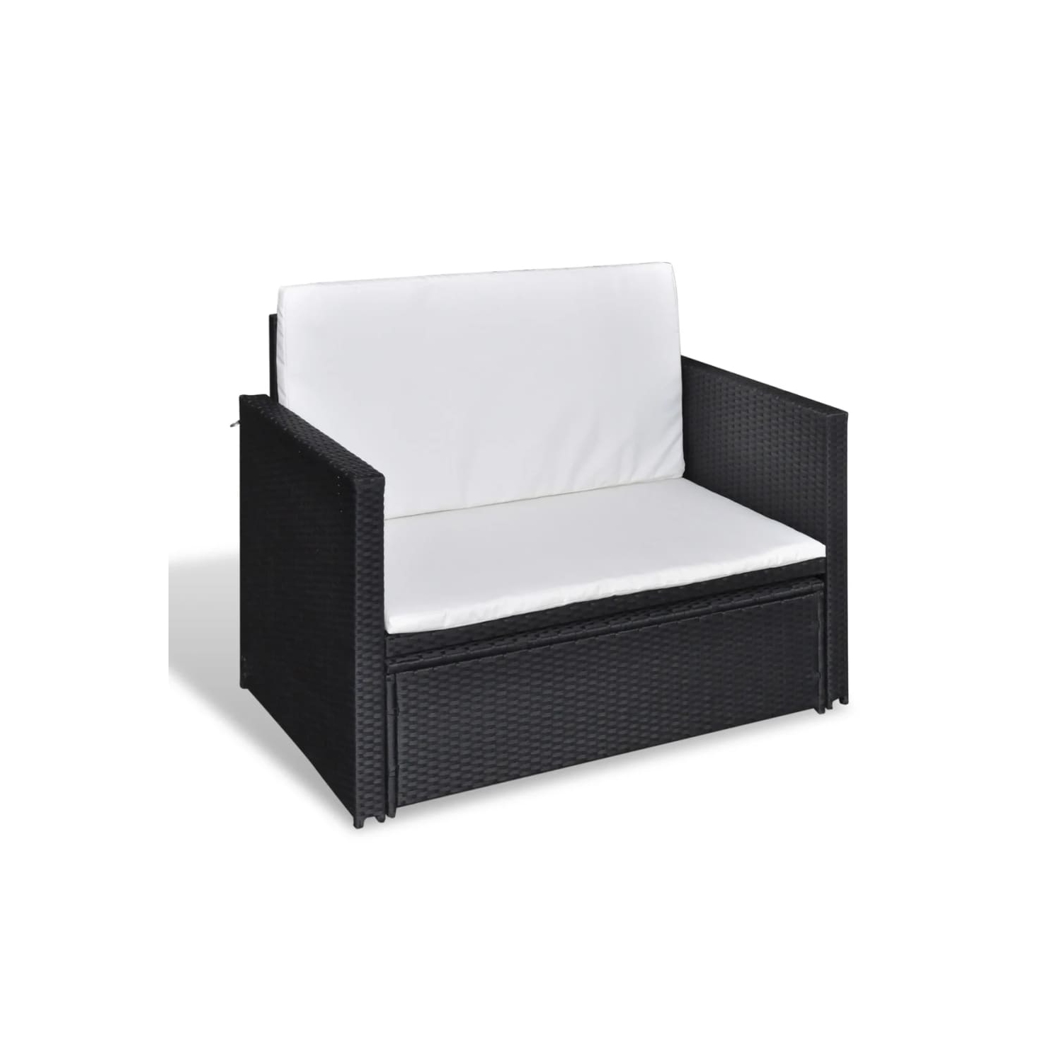 vidaXL 2 Piece Patio Lounge Set with Cushions Poly Rattan Black