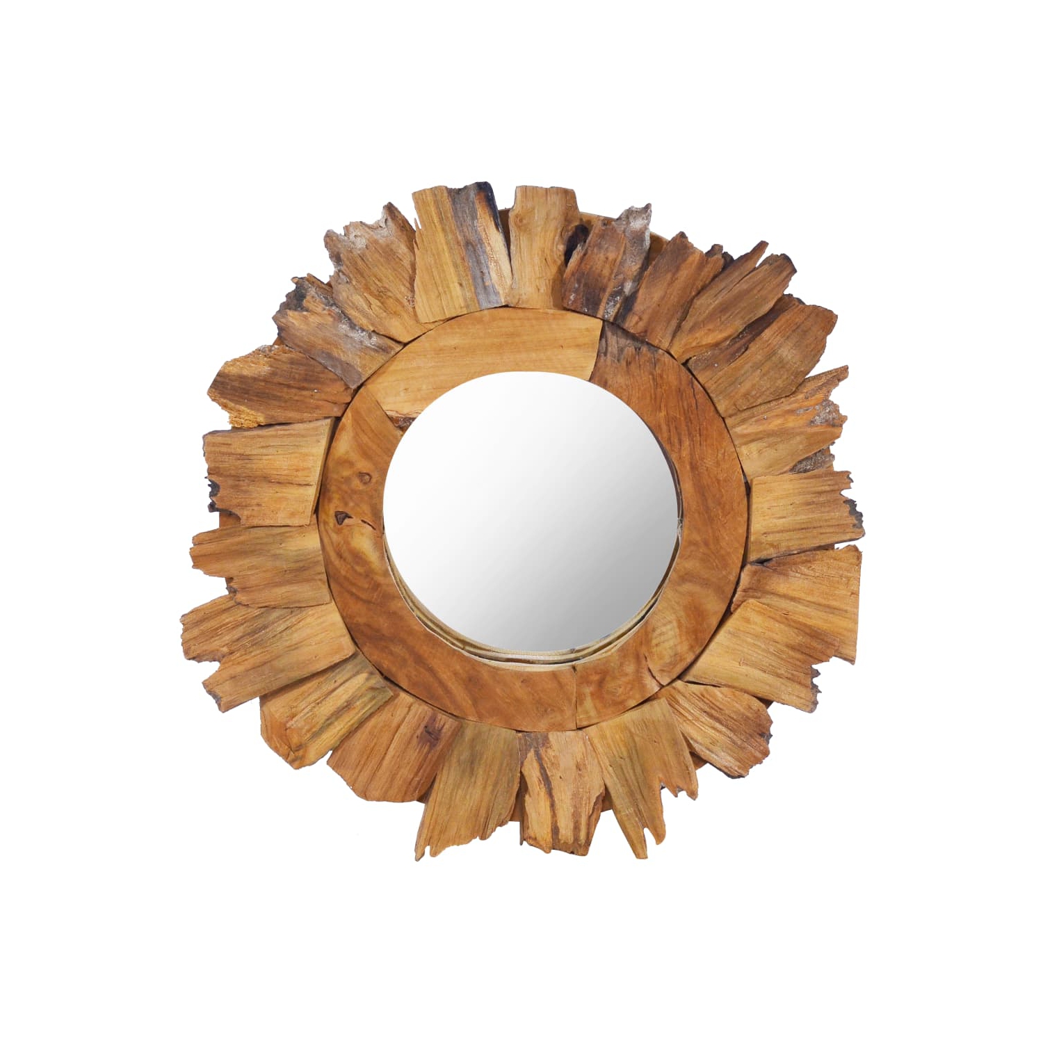 vidaXL Wall Mirror 15.7" Teak Round