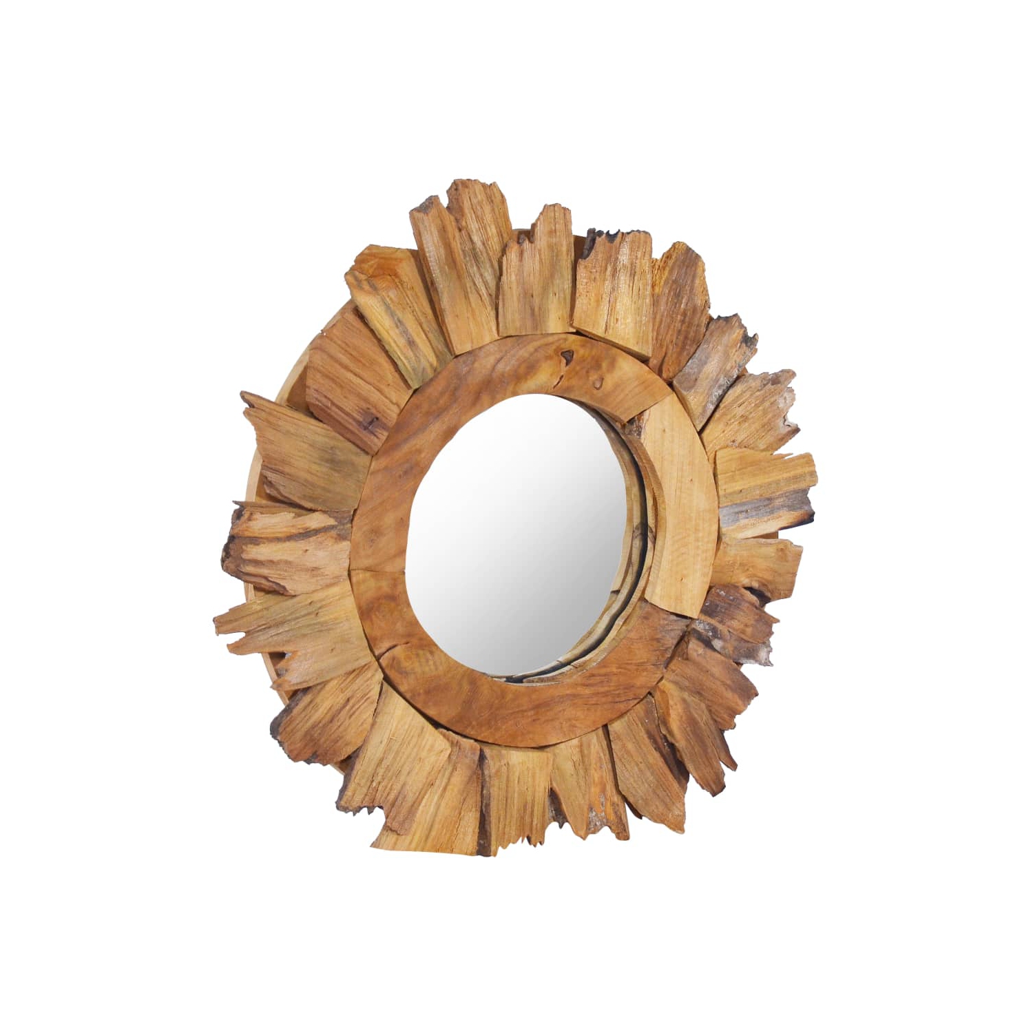 vidaXL Wall Mirror 15.7" Teak Round