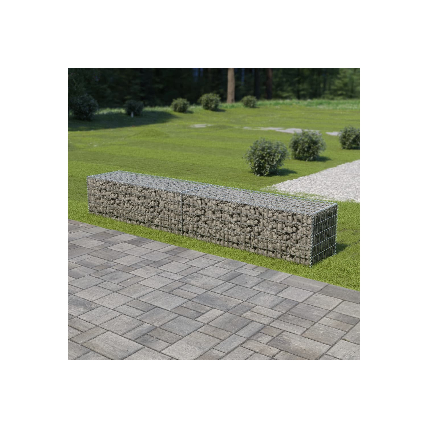 vidaXL Gabion Wall with Covers Galvanized Steel 118"x19.7"x19.7"