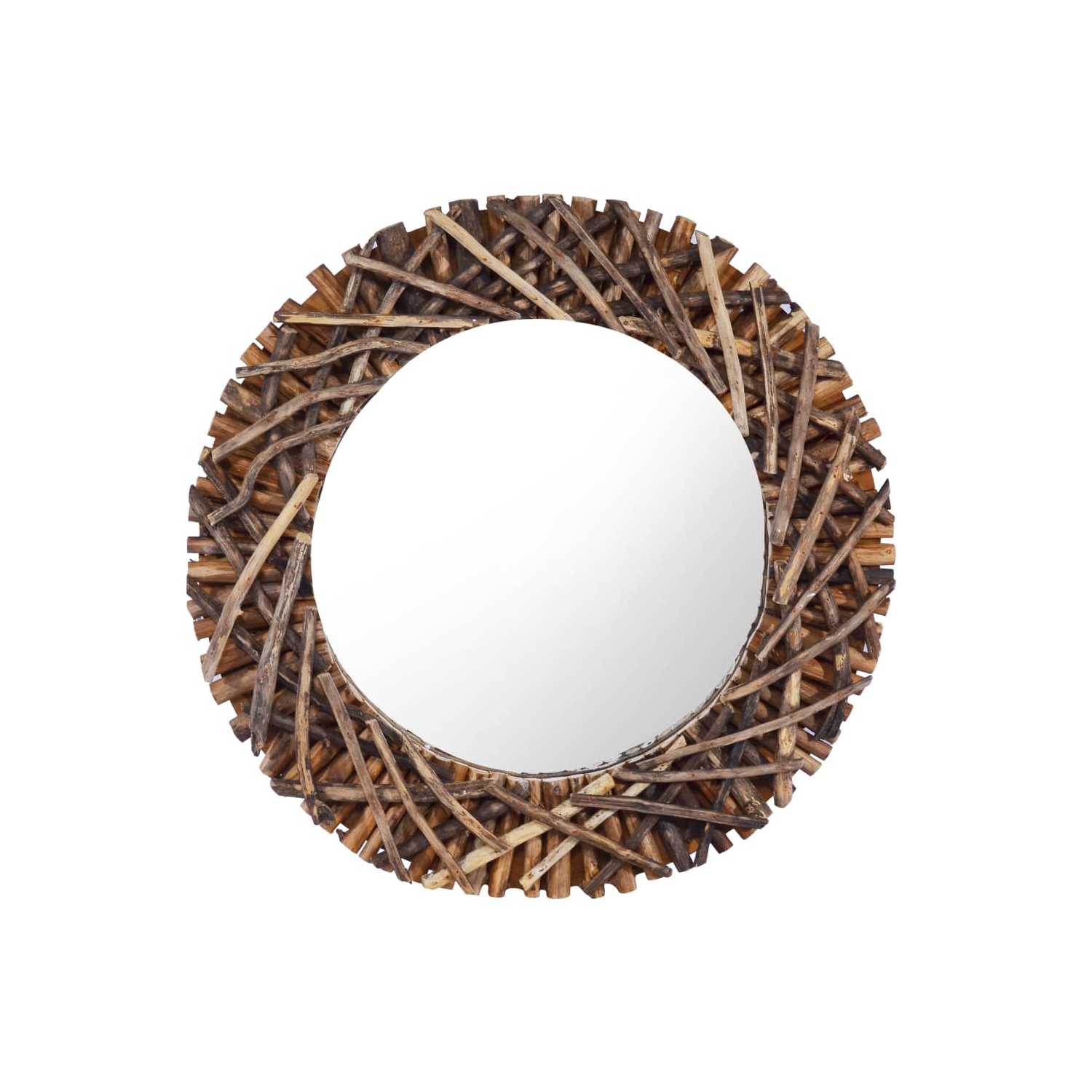 vidaXL Wall Mirror 23.6" Teak Round