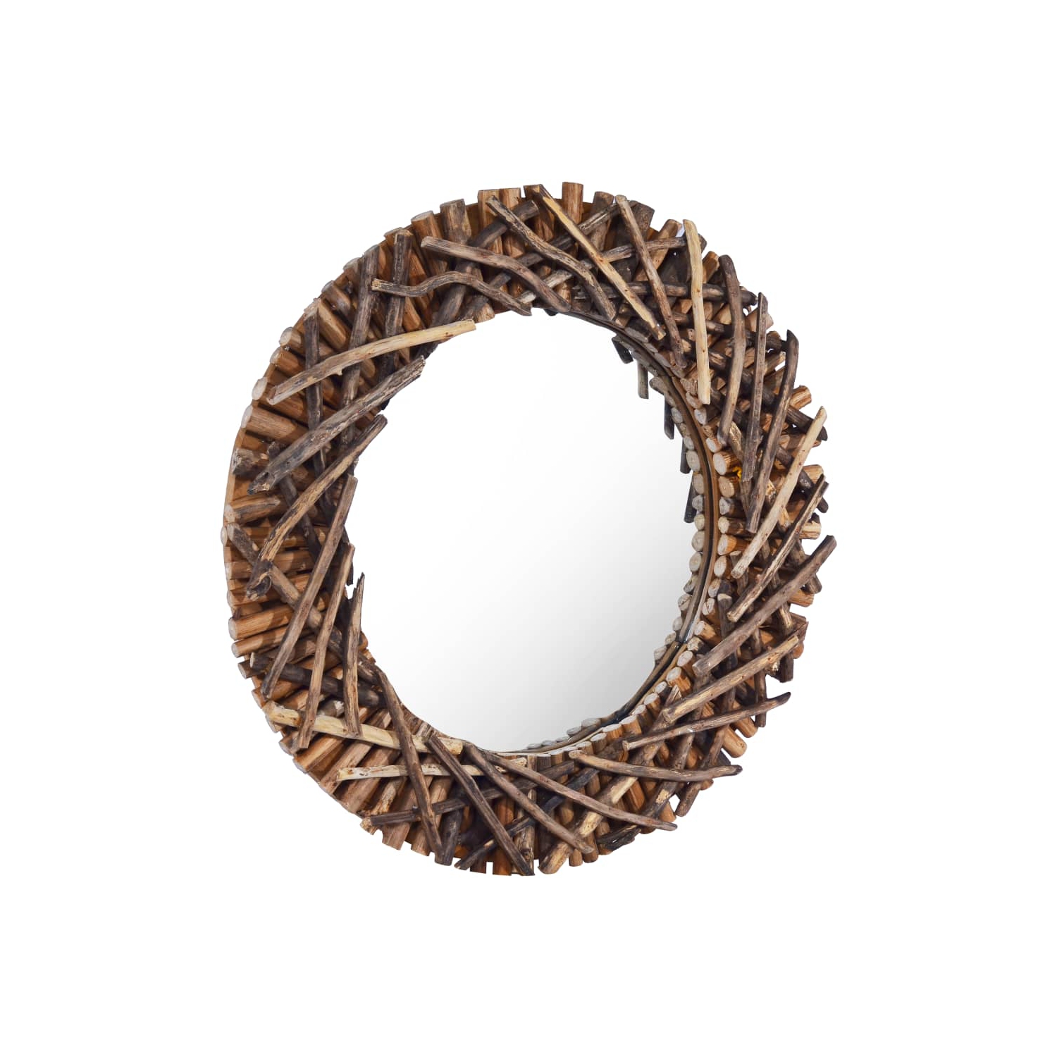 vidaXL Wall Mirror 23.6" Teak Round