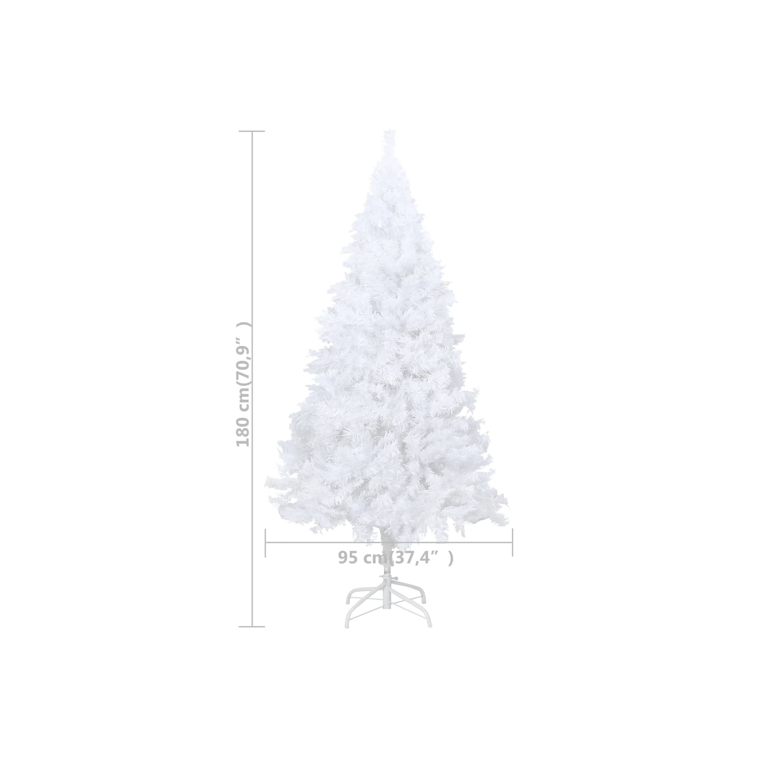 vidaXL Artificial Christmas Tree with Thick Branches White 70.9" PVC