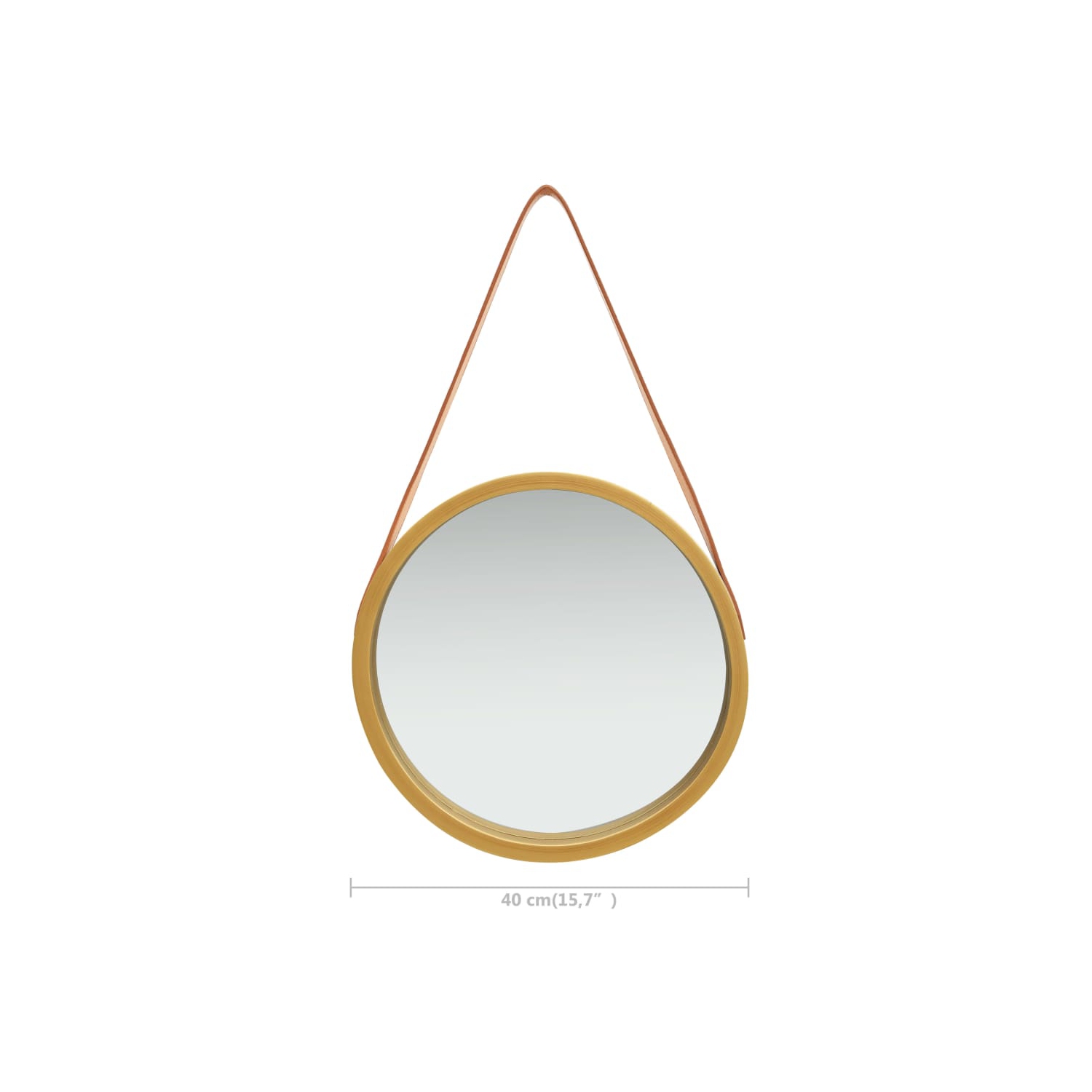 vidaXL Wall Mirror with Strap 15.7" Gold