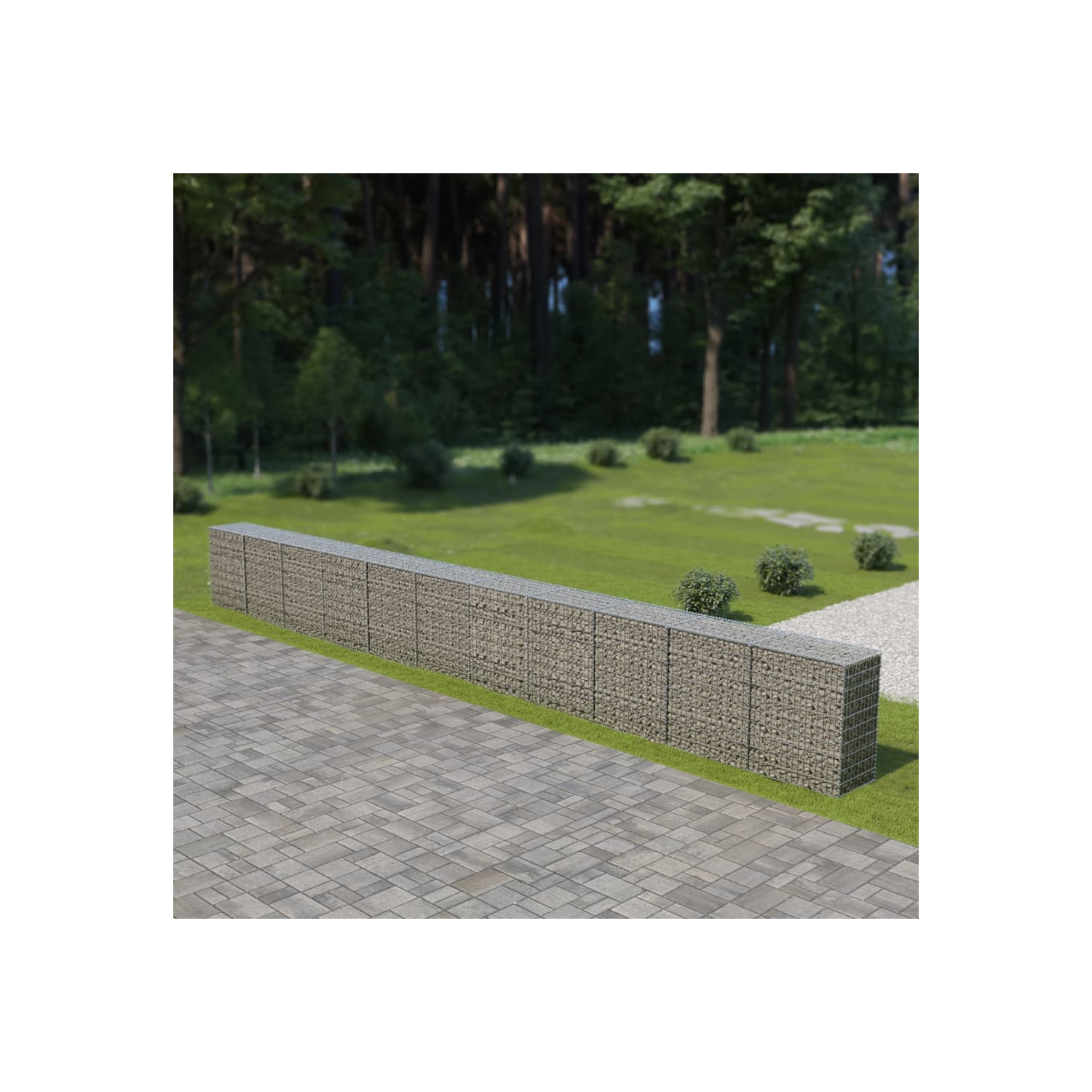 vidaXL Gabion Wall with Covers Galvanized Steel 354"x19.7"x39.4"