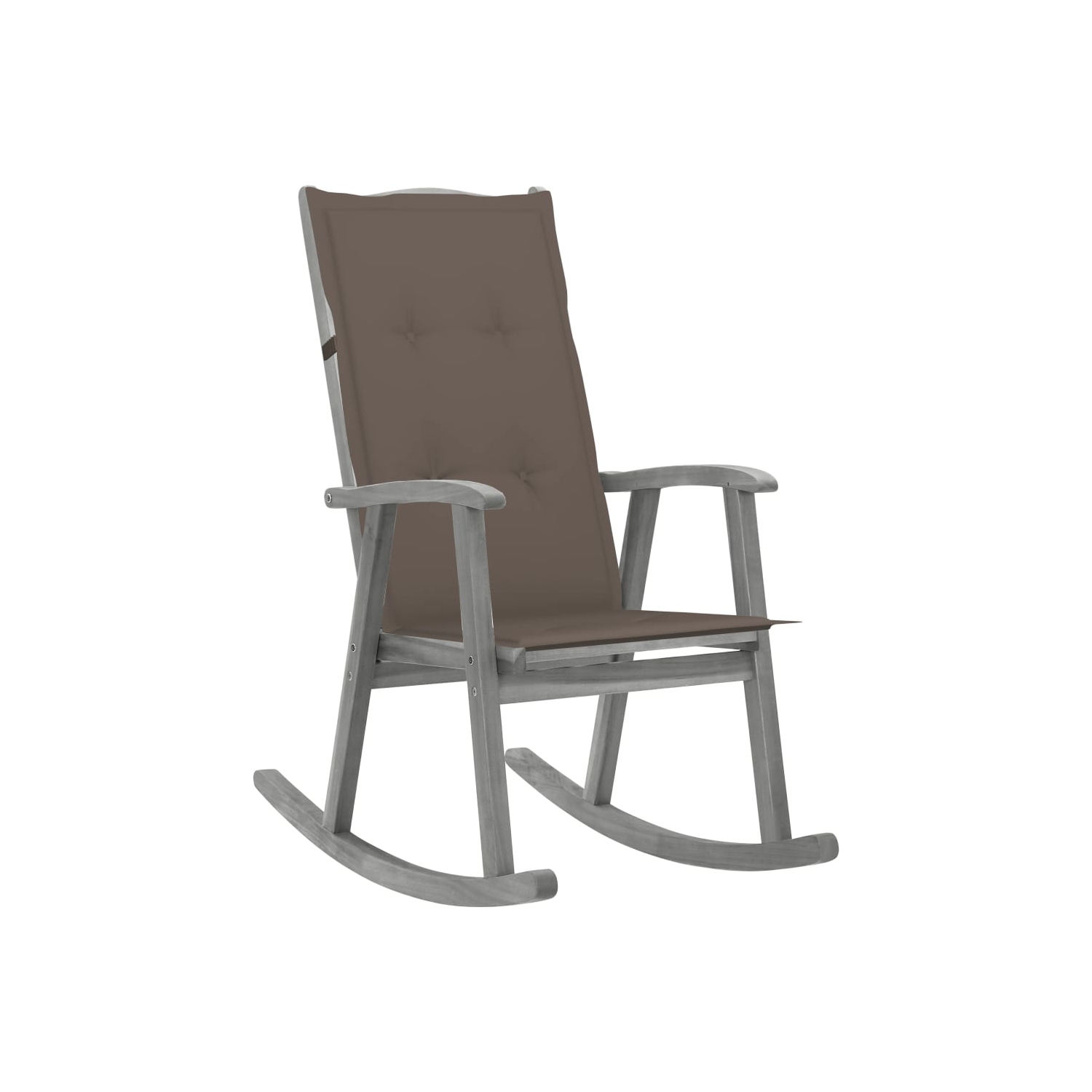 vidaXL Rocking Chair with Cushions Gray Solid Acacia Wood