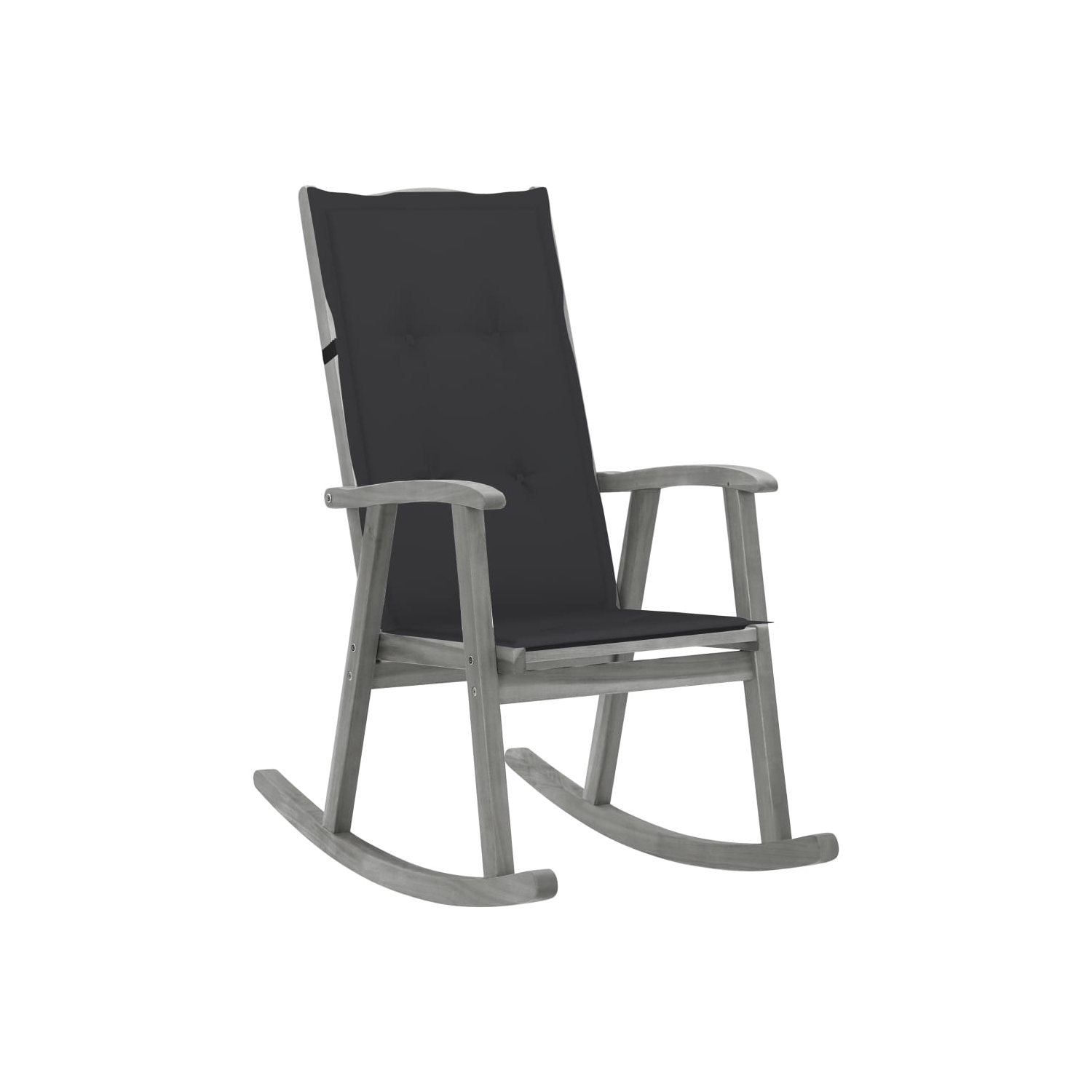 vidaXL Rocking Chair with Cushions Gray Solid Acacia Wood