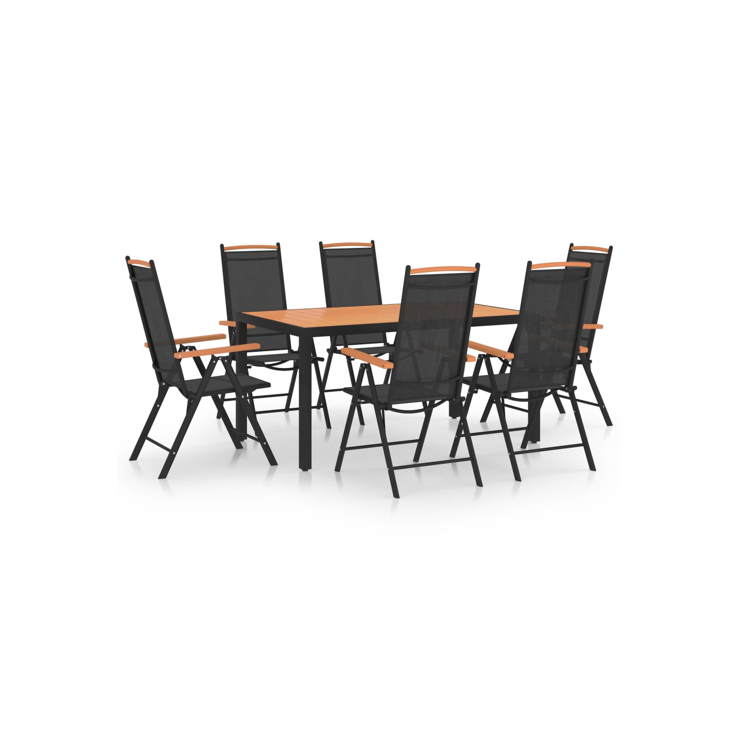 vidaXL 7 Piece Patio Dining Set Aluminum Black