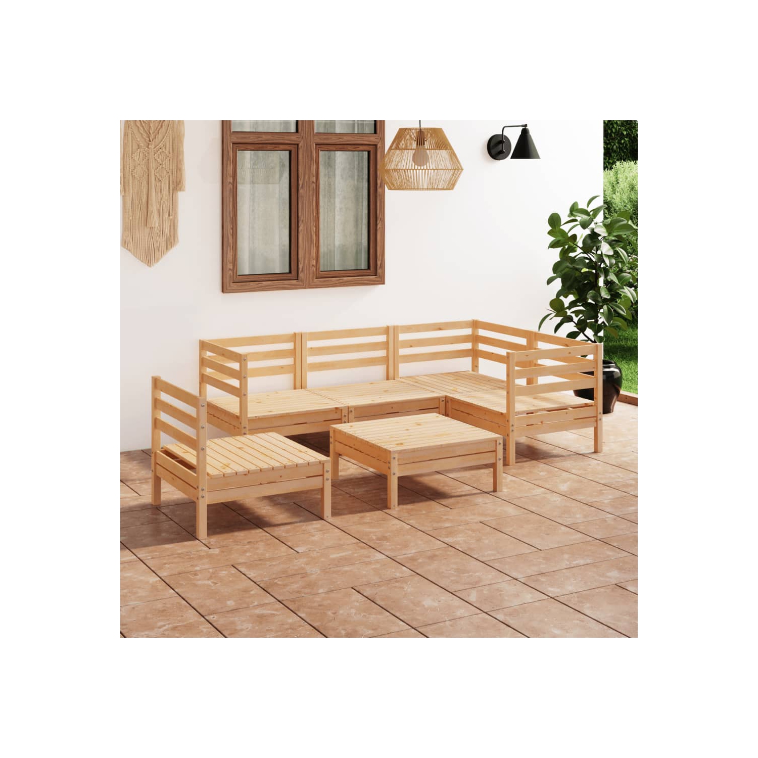 vidaXL 6 Piece Patio Lounge Set Solid Pinewood